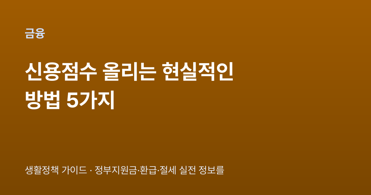 신용점수 올리는 현실적인 방법 5가지